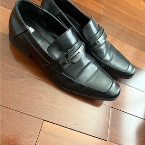 Calvin Klein Black Leather Loafers Slip-Ons